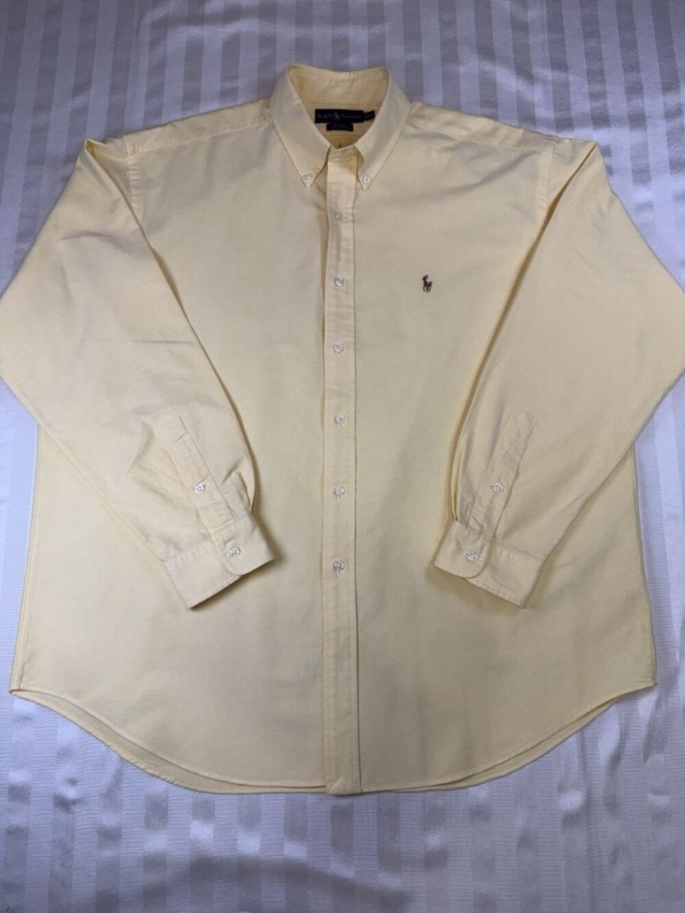 Ralph Lauren Mens XL Blake Button Down Oxford Shirt Yellow Long Sleeve Pony - Picture 14 of 15